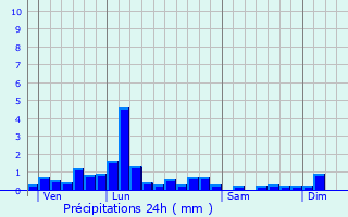 Graphique des précipitations prvues pour Vichy