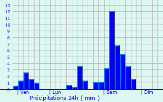 Graphique des précipitations prvues pour Saint-Cme