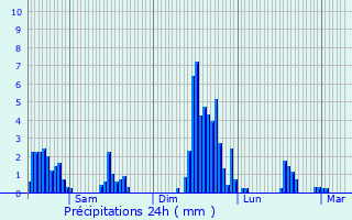 Graphique des précipitations prvues pour Saint-Girons