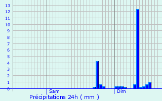 Graphique des précipitations prvues pour Eauze