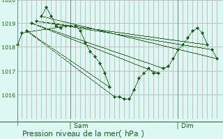 Graphe de la pression atmosphrique prvue pour Condrieu