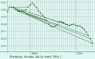 Graphe de la pression atmosphrique prvue pour Kuppenheim