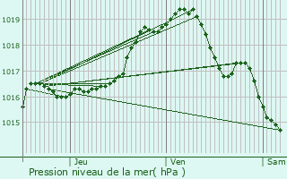 Graphe de la pression atmosphrique prvue pour Zottegem