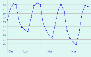 Graphique des températures prévues pour Tindouf