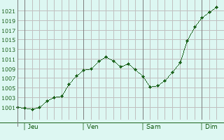 Graphe de la pression atmosphérique prévue pour Avesnelles
