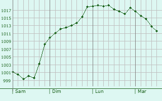 Graphe de la pression atmosphrique prvue pour Ourdis-Cotdoussan