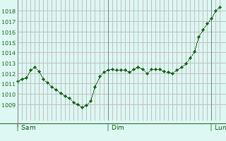 Graphe de la pression atmosphrique prvue pour Traunstein