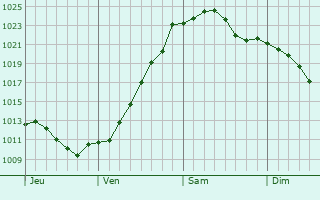 Graphe de la pression atmosphérique prévue pour Bad Liebenwerda