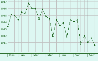 Graphe de la pression atmosphrique prvue pour Shelkovskaya