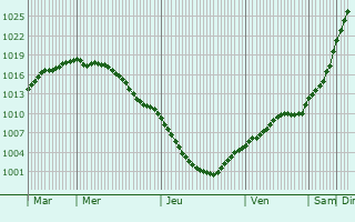 Graphe de la pression atmosphrique prvue pour Jaunpiebalga