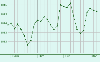 Graphe de la pression atmosphérique prévue pour Castelnau-de-Brassac
