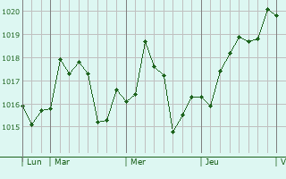 Graphe de la pression atmosphérique prévue pour Algiers