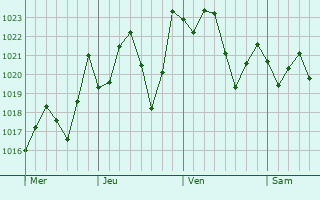 Graphe de la pression atmosphérique prévue pour Palmetto