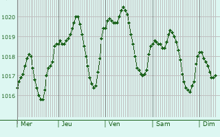 Graphe de la pression atmosphrique prvue pour Ribiers