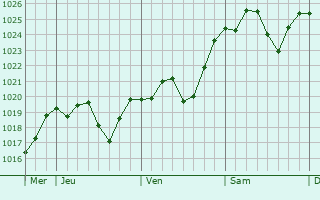 Graphe de la pression atmosphérique prévue pour Sausheim