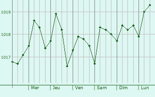 Graphe de la pression atmosphrique prvue pour Tamiami