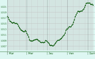 Graphe de la pression atmosphrique prvue pour Ribeira Grande