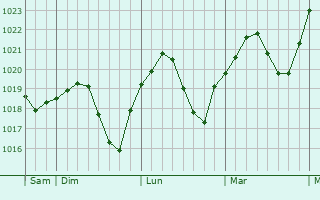 Graphe de la pression atmosphérique prévue pour Forst