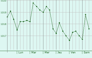 Graphe de la pression atmosphrique prvue pour Palmetto Bay