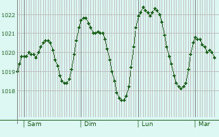 Graphe de la pression atmosphrique prvue pour Raissac-sur-Lampy