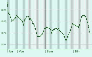 Graphe de la pression atmosphrique prvue pour Niederschneweide