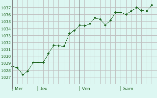 Graphe de la pression atmosphérique prévue pour Vaux-sur-Blaise