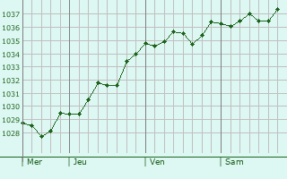 Graphe de la pression atmosphérique prévue pour Cirey-sur-Blaise