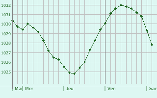 Graphe de la pression atmosphrique prvue pour Nizhnyaya Tura