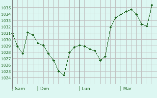Graphe de la pression atmosphérique prévue pour Viscos