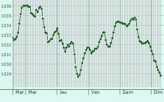 Graphe de la pression atmosphérique prévue pour Capdenac-Gare