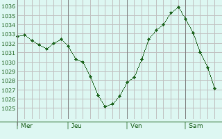 Graphe de la pression atmosphérique prévue pour Rednitzhembach