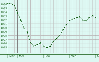 Graphe de la pression atmosphérique prévue pour Holzgerlingen