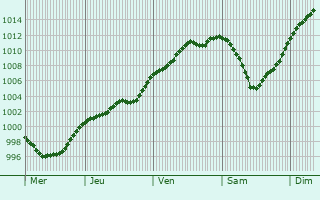 Graphe de la pression atmosphérique prévue pour Borna