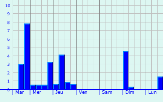 Graphique des précipitations prvues pour Fchin