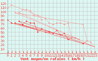 Courbe de la force du vent pour Malin Head