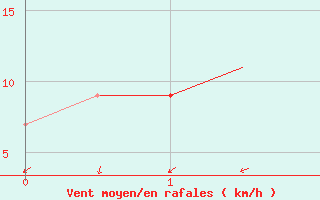 Courbe de la force du vent pour Tenerife Sur