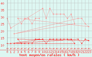 Courbe de la force du vent pour Magdeburg