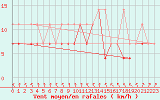 Courbe de la force du vent pour Chojnice