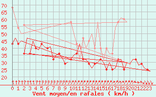 Courbe de la force du vent pour Floro