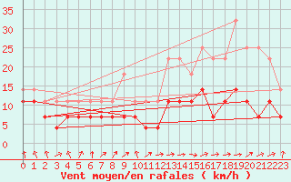 Courbe de la force du vent pour Novo Mesto