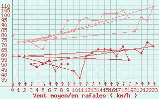 Courbe de la force du vent pour Alpinzentrum Rudolfshuette