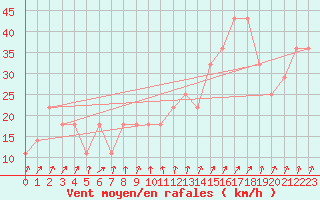 Courbe de la force du vent pour Roches Point