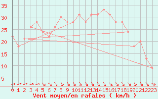 Courbe de la force du vent pour Raufarhofn