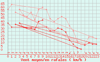 Courbe de la force du vent pour Ile du Levant (83)