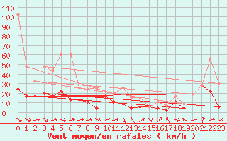 Courbe de la force du vent pour Altenrhein