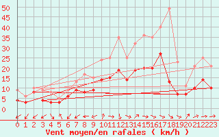 Courbe de la force du vent pour Wunsiedel Schonbrun