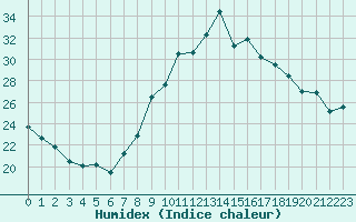 Courbe de l'humidex pour Muret (31)