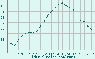 Courbe de l'humidex pour Lagarrigue (81)