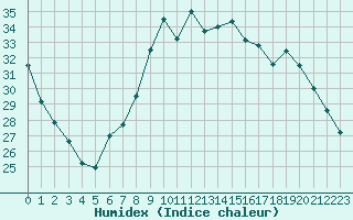 Courbe de l'humidex pour Nancy - Essey (54)