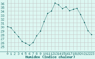 Courbe de l'humidex pour Dole-Tavaux (39)